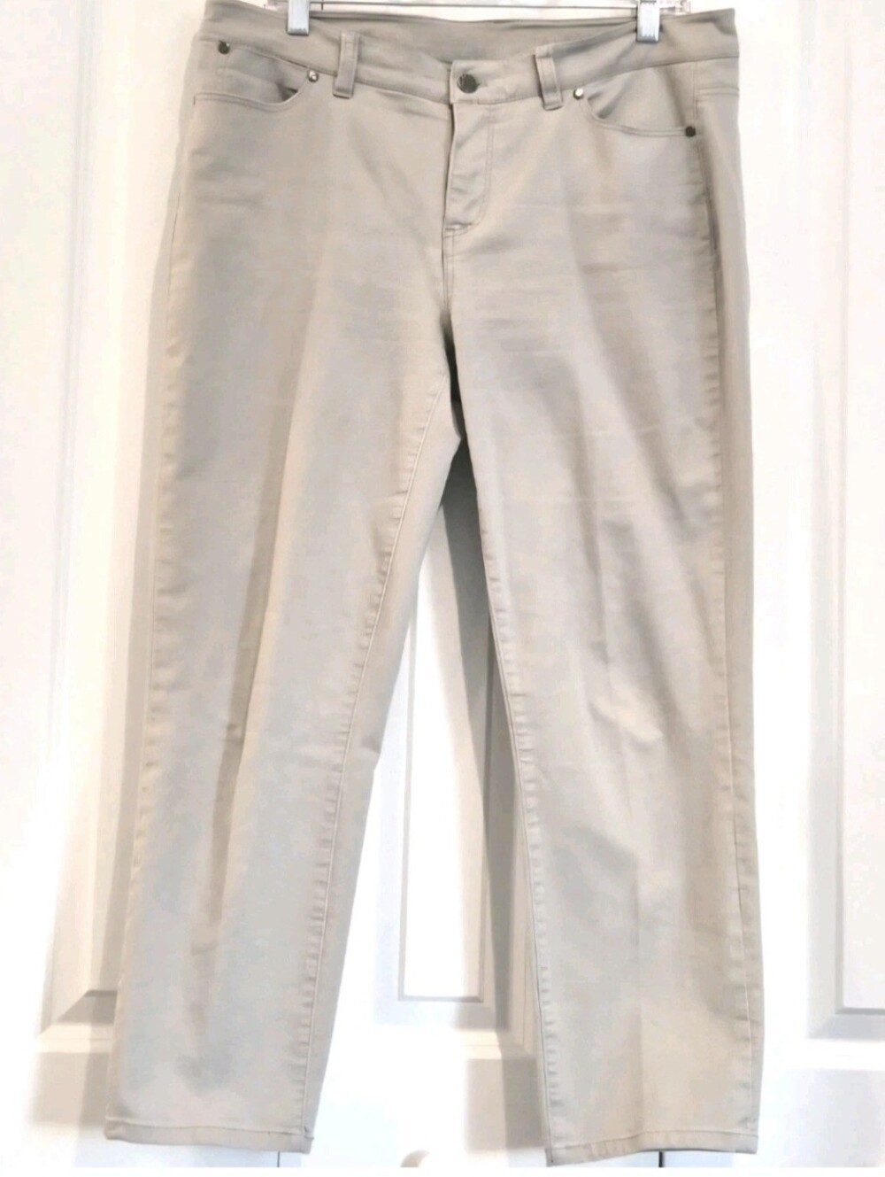 Talbots Signature Stretch Denim Straight Crop Pants Beige Tan Size 10